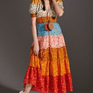 Anthropologie Tiered and True Sleeve Sundress